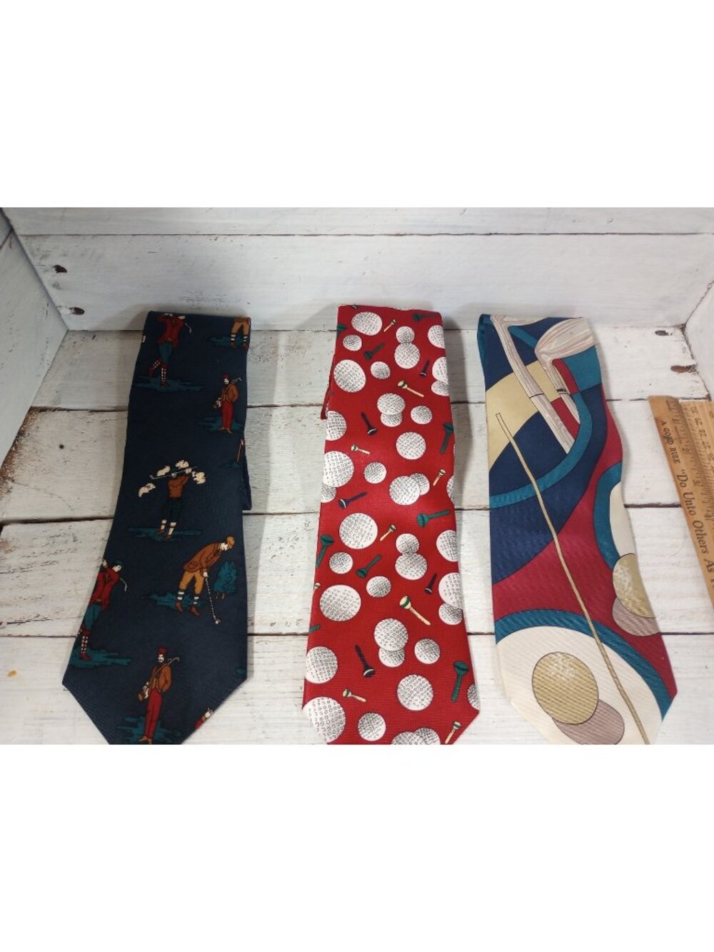 Set Of 3 Men's Novelty Golf Ball Tee Golfing Ties Various Designs